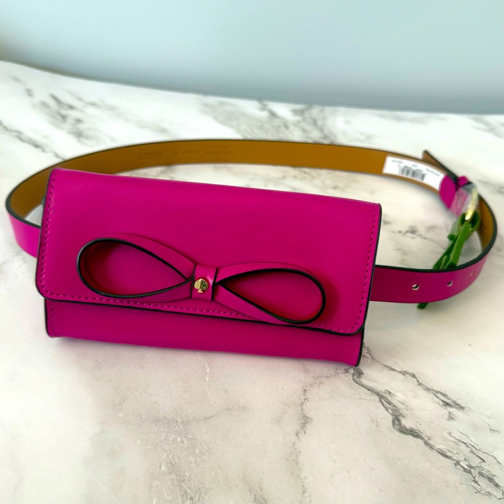 kate spade fuchsia pink mini belt bag with bow